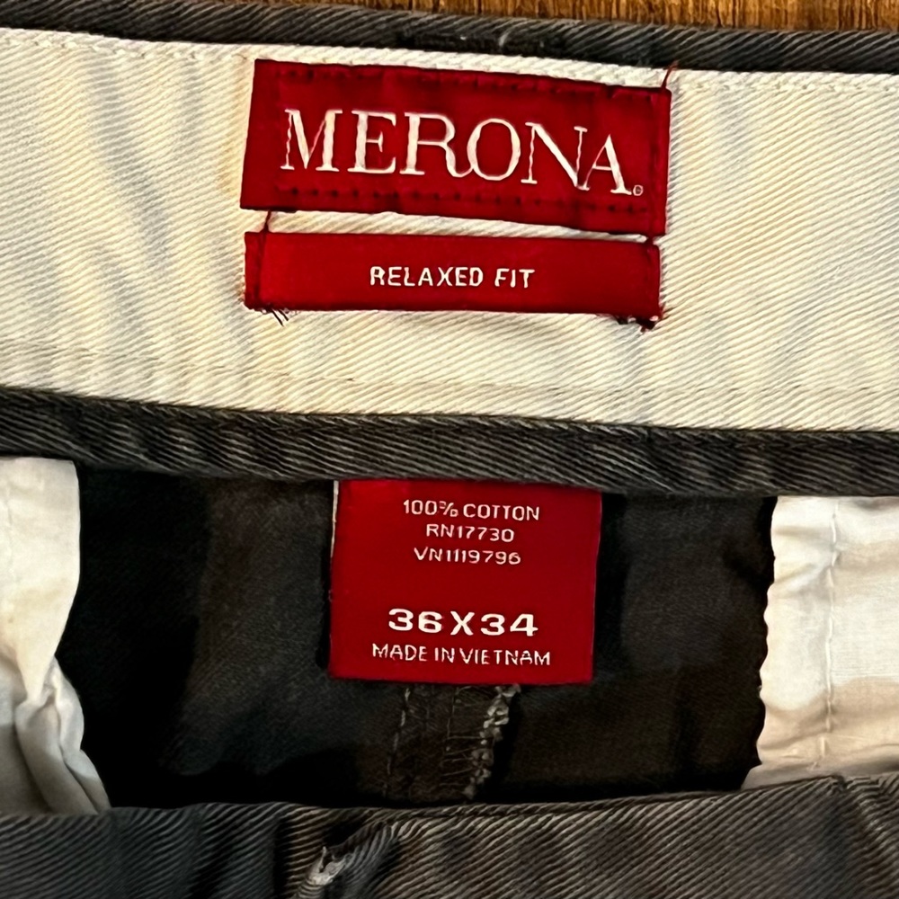 Men’s Merona dark grey khaki pants 36x34 - Picture 2 of 2